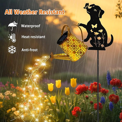 Solar Lights Outdoor, Dog Solar Watering Can Lights, Birthday Gifts for Women Mom Mother's Day Christmas, Waterproof Metal Hanging Lantern Garden Decor Outside Patio Yard Pathway Backyard, 2 Pack