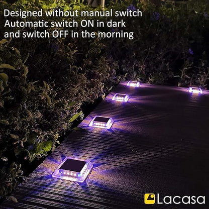 Lacasa Outdoor Solar Light, 4 Pack 30LM IP68 Waterproof Solar Garden Light Auto On/Off Solar Lighting for Pathways Paths, Mixed Colours (Warm White + Blue Light)