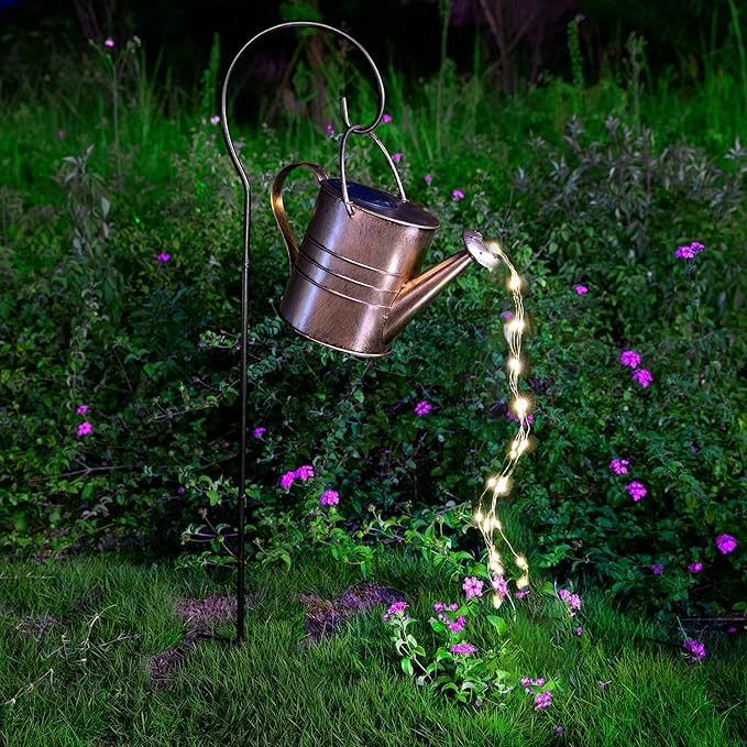 Solar Watering Can Lights Outdoor Garden Decor Metal Kettle Art Decorative Waterproof Hanging Light for Yard Lawn Patio Gardening Decorations