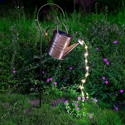 Solar Watering Can Lights Outdoor Garden Decor Metal Kettle Art Decorative Waterproof Hanging Light for Yard Lawn Patio Gardening Decorations
