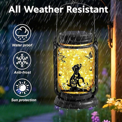 Dog Solar Lanterns 3-in-1 Outdoor Waterproof - Birthday Gifts for Dog Lovers Women Mom Christmas, Mason Jar Hanging Lanterns with Stake, Garden Decor Lights for Patio Yard Balcony Decorations