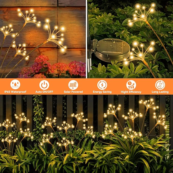 2-Pack Solar Pathway Lights, Waterproof LED Driveway Lights