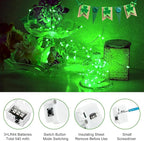 12-Pack Outdoor String Lights, 7ft Green Waterproof LED