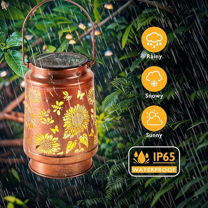 Homemory Solar Lanterns Outdoor Waterproof Sunflower Lights Garden Decor, Birthday Gifts for Women Mom Grandma, LED Hanging Solar Lights for Yard, Patio, Backyard, Porch, Lawn