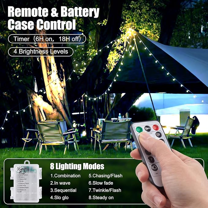 2-Pack Christmas String Lights, 60 LED Waterproof Twinkle Lights