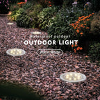 8-Pack Solar Ground Disk Lights, Warm White Waterproof LED
