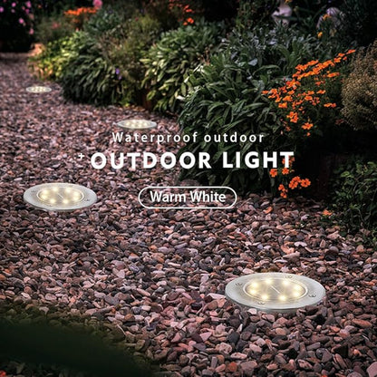 ZGWJ 8 Pack Solar Ground Lights,8 LED Solar Garden Lights Outdoor Waterproof Landscape Lighting for Yard Walkway Patio Lawn Driveway Decoration Warm White