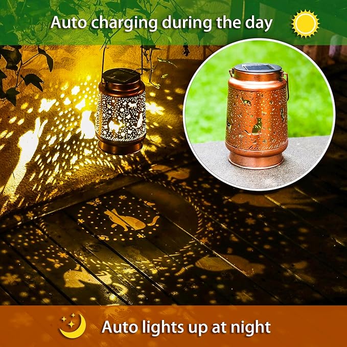 Cat Solar Hanging Lanterns 2-Pack, Elegant Yard Decor