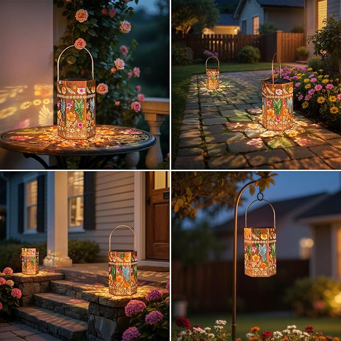 Valentine's Day Gifts for Women - Hummingbird Solar Lanterns Outdoor Waterproof for Mom Mother Grandma Hanging Solar Light Decor for Garden, Patio, Pathway, Yard, Porch (2 Pack)