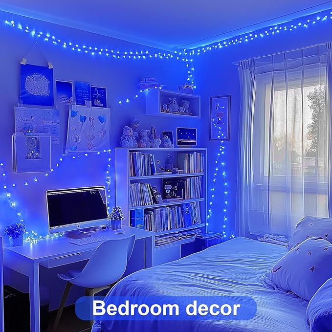 8-Pack 50 LED Christmas Twinkle Lights, Waterproof for Porch
