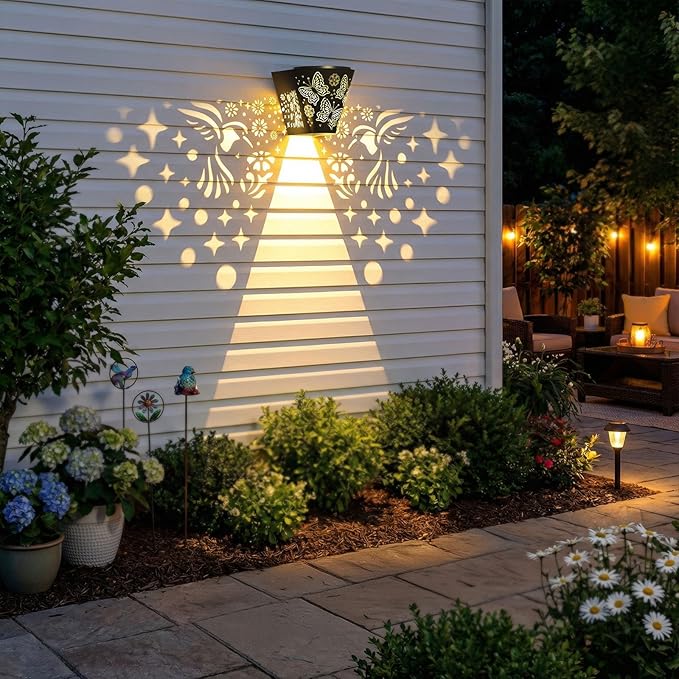 2-Pack Warm White Solar Patio Lights, Outdoor LED