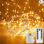 4-Pack 6ft Christmas LED String Lights, Waterproof Timer Lights