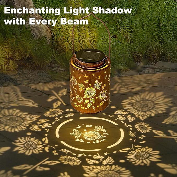 Sunflower Solar Lanterns, Birthday Gifts for Women Mom Grandma, Outdoor Waterproof Hanging Garden Decor for Patio, Yard