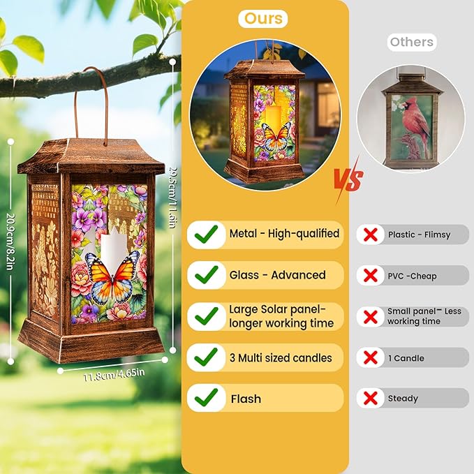 Butterfly Solar Lantern Set, Classic Patio Lighting