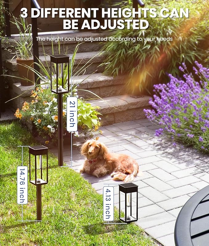 8 Pack Bright Solar Pathway Lights Outdoor,IP65 Waterproof Auto On/Off Solar Garden Light Path Lights Solar Powered for Outside Yard Path Lawn Walkway Driveway Landscape Lighting Patio Decor