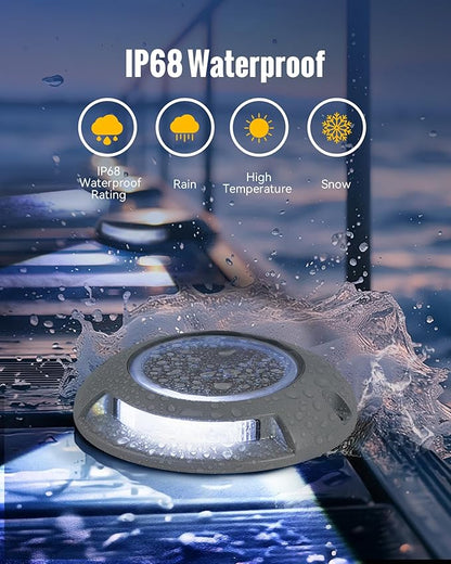 Solar Driveway Lights Outdoor Waterproof,2 Color Modes Outdoor Solar Deck Dock Warning Step Lights for Driveway Marker Sidewalk Garden Pathway Yard (12 Pack)