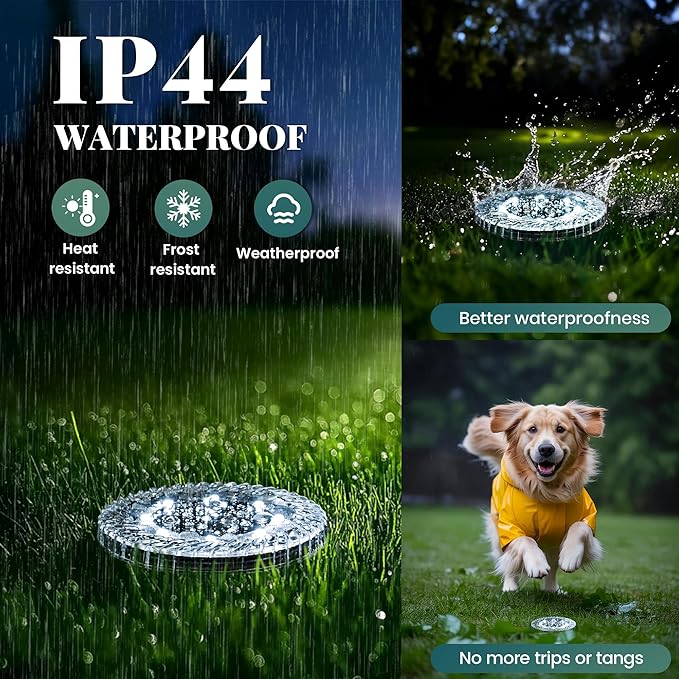 16 Pack Small Solar Ground Lights, Pathway Lights Waterproof, Outdoor Solar Light for Garden, Driveway, Walkway, Backyard (Cool White)