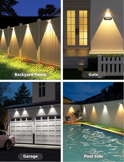 VOLISUN Solar Fence Lights, Fence Lights Solar Powered, IP65 Waterproof LED, 3 Color Temperatures Solar Light for Fence, Yard, Wall, Backyard (12 Pack, White)