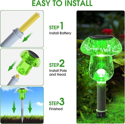 Solar Outdoor Lights, 8 Pack Waterproof Solar Mushroom Lights for Garden Yard Pathway Path Walkway Driveway Lawn Landscape Outside Decor, Yellow Green Purple Red