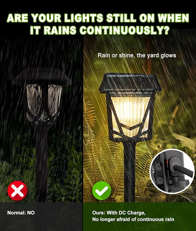 6-Pack Black Solar Path Lights, Outdoor Yard LED