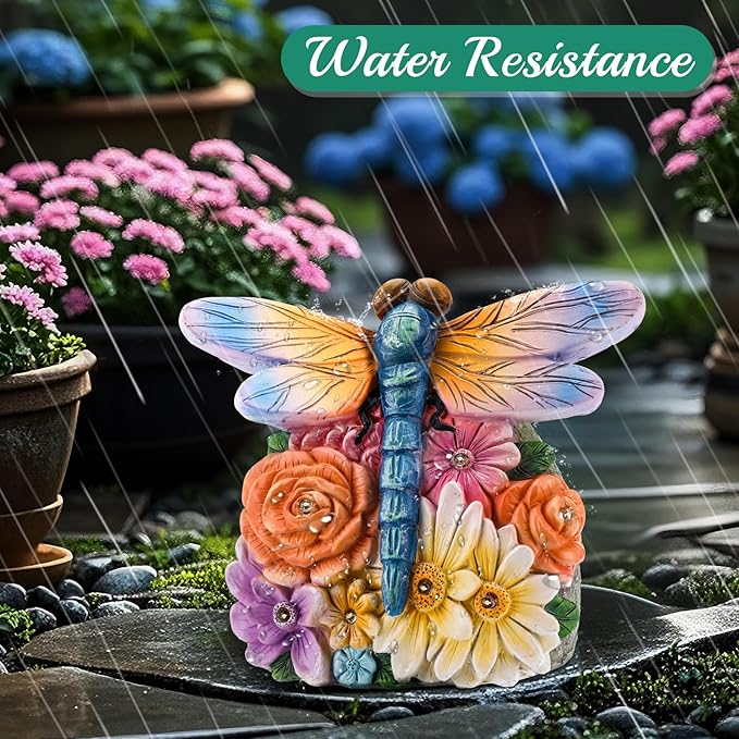 Linkax Birthday Easter Gifts for Adults Women Mom Grandma, Solar Dragonfly Lights Garden Decor, Outdoor Solar Dragonfly Figurine for Outside Patio Yard Front Porch Home, Gardening Housewarming Gifts