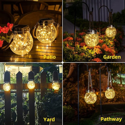ROSHWEY Solar Lantern Gifts for Women, 4 Pack Hanging Garden Decor Lights Outdoor Waterproof with 30 LED for Halloween Christmas Easter Gift