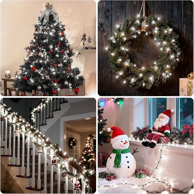 200 LED Christmas Twinkle Lights, 66ft Waterproof for Backyard