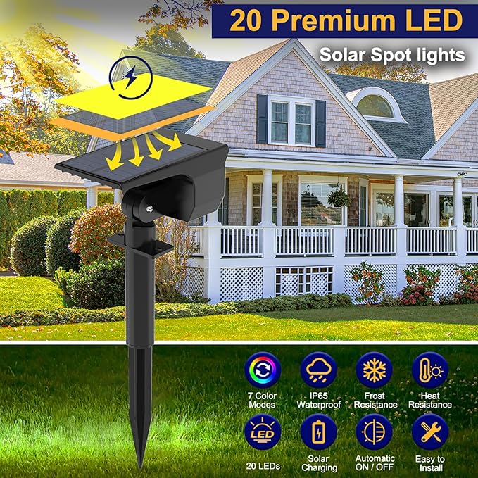 10-Pack Solar Spotlights, Waterproof Garden LED