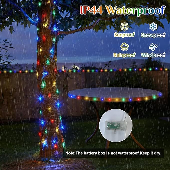 8-Pack Multicolor Patio String Lights, 16ft Weatherproof LED