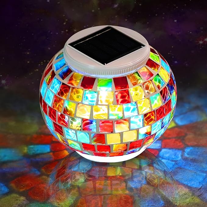 Solar Mosaic Garden Statue Light, Outdoor Decor