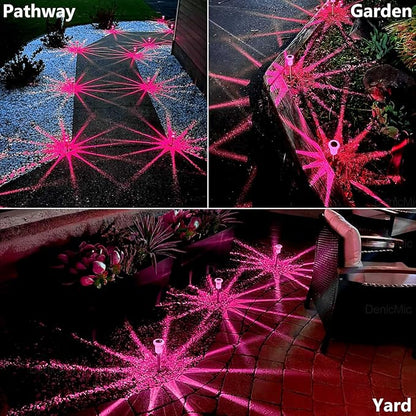 DenicMic Solar Lights Outdoor 10 Pack Waterproof Pink LED Stainless Steel Stake Outside Lights for Yard Pathway Garden Driveway Walkway Landscape Path Lighting Mothers Day Gifts for Mom