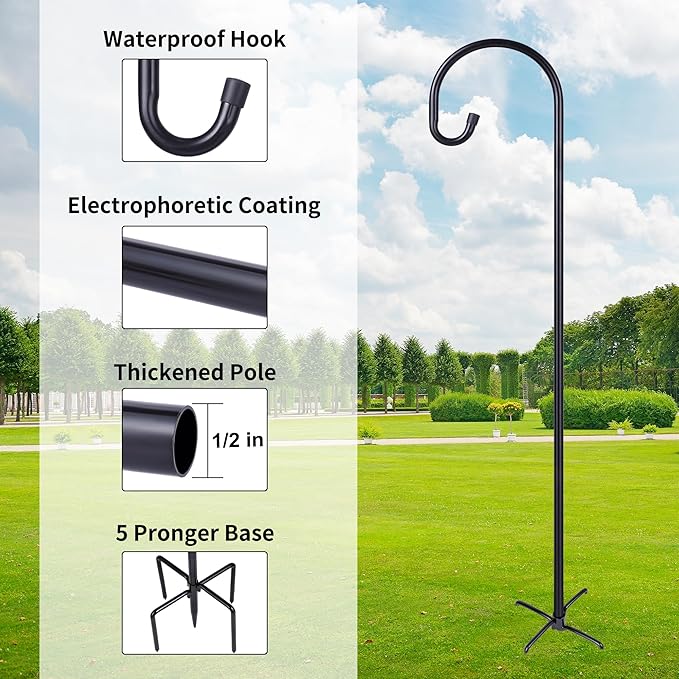 Ottsuls Shepherd-Hooks Adjustable for Bird-Feeder Lantern Plant-Hook Garden-Stake - Plant Stand Hanger for Outdoor Flower Basket, Bird Feeder Hanger Weddings Décor