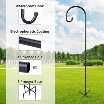 Ottsuls Shepherd-Hooks Adjustable for Bird-Feeder Lantern Plant-Hook Garden-Stake - Plant Stand Hanger for Outdoor Flower Basket, Bird Feeder Hanger Weddings Décor