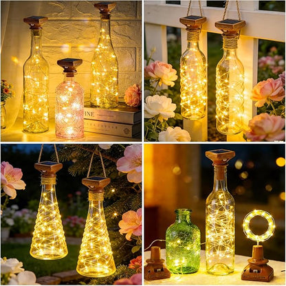 VOOKRY Solar Wine Bottle Lights, 8 Pack 20 LED Solar Powered Cork Lights Waterproof Outdoor Fairy String Lights Wine Bottle Decorations for DIY, Party, Wedding, Garden, Patio, Tabletop(Warm White)