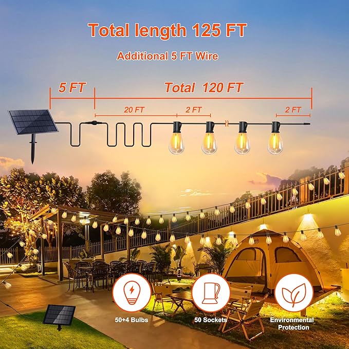 120ft String Lights for Porch, Waterproof LED