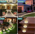 8-Pack Warm White Flat Solar Walkway Lights, Waterproof LED