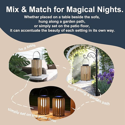 2Pack Solar Lanterns Outdoor Waterproof Garden Decor, Gifts for Women Mom Grandma Outdoor Solar Lantern Lights for Yard, Patio, Lawn,Pathway, Landscape