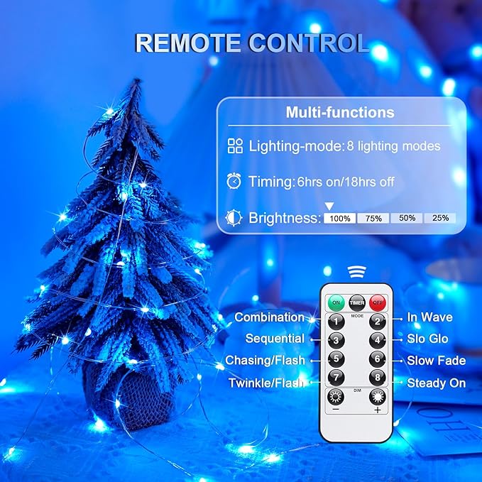 2-Pack Christmas String Lights, 66ft 200 LED Waterproof Twinkle Lights