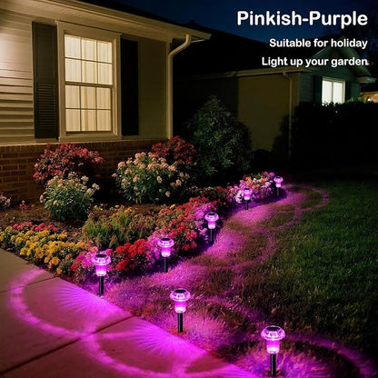 Valentine's Day Solar Lights Outdoor 8 Pack Mother's Day Solar Pathway Lights Outdoor Pink Purple Mushroom LED Waterproof Lighting Stake for Women Outside Yard Path Garden Lawn Landscape