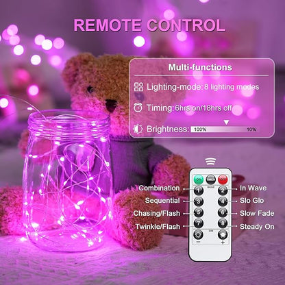 2-Pack 66ft Christmas LED String Lights, Waterproof Timer Lights