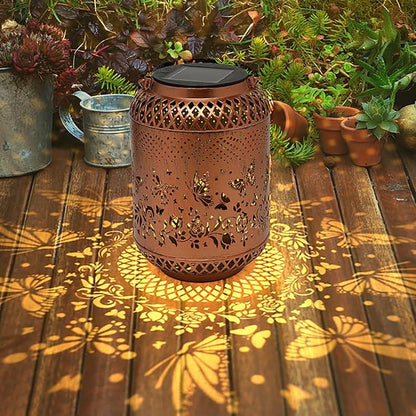 Butterfly Solar Lanterns Garden Decor Birthday Gifts for Women Mon Grandma Metal Hanging Solar Lights Waterproof Outdoor Decoration for Outside LED Lanterns for Yard Patio Lawn Pathway Landscape