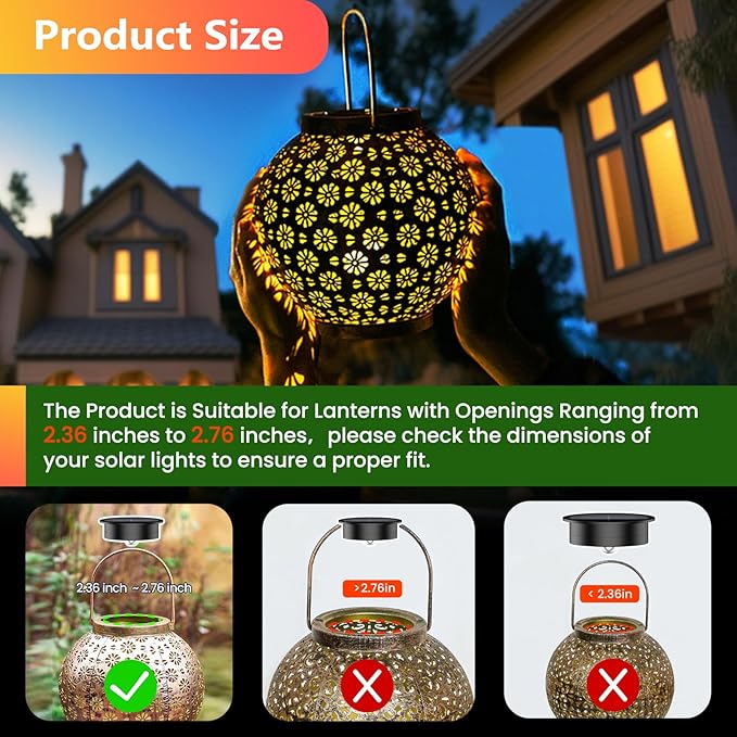 Hanging Solar Lantern Set 4-Pack, Metal Backyard Lighting
