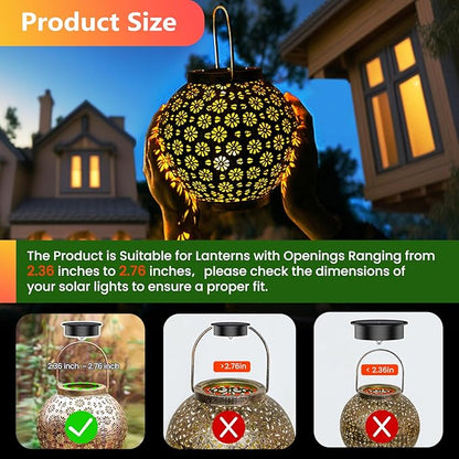 4 Pack Solar Light Replacement Top, 2.76 Inch Waterproof Solar Lantern Light Parts for Outdoor Garden, Pathway, Yard Lights & Decor (Fits Lanterns with 2.36 to 2.76 Inch Openings)