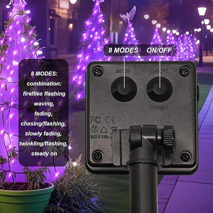 ZNYCYE Solar Waterfall Fairy Bunch Lights Outdoor Waterproof 200LEDs 8 Modes Watering Can Light, Purple Solar Powered String Lights Firefly Vine Garden Decorations Gardening Gifts for Mom