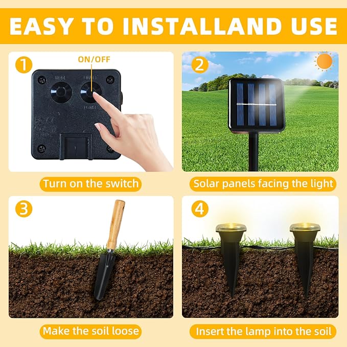 30 LED Solar Ground Lights Outdoor, Waterproof Solar Pathway Lights, LED Landscape Lighting for Garden, Patio, Driveway, Walkway -Warm White
