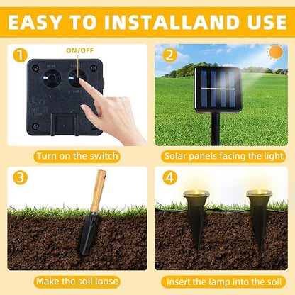 30 LED Solar Ground Lights Outdoor, Waterproof Solar Pathway Lights, LED Landscape Lighting for Garden, Patio, Driveway, Walkway -Warm White