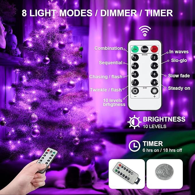 50 LED Christmas Twinkle Lights, 16ft Waterproof for Patio