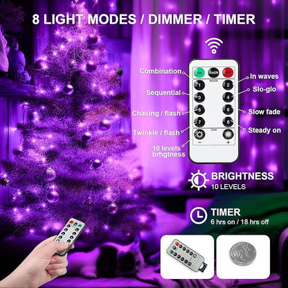 50 LED Christmas Twinkle Lights, 16ft Waterproof for Patio