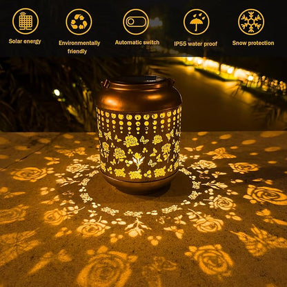 Butterfly Solar Lanterns Outdoor Waterproof, Butterfly Gifts for Women Grandma Mom, Hanging Rose Solar Lights for Garden Decor