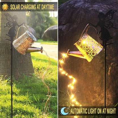2Pack Solar Watering Can Lights,Waterproof Hollowed-Out Retro Metal Outdoor Lights with Fairy or Gnomes Accessories,Gifts for Mom Grandma Women Garden Patio Pathway Christmas Decor(Angel 2 Style)
